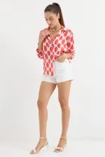 3964 Lightly Draped Satin Shirt - Dark Red