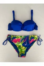 Kadın Saks Mavi Taş İşlemeli Astarlı Bikini Takım HZL25S-LC3334