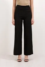 6633 High Waist Wide Leg Trousers - Black