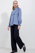 Chemise à manches longues à volants 20223 - Indigo