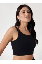 Women's Black Shorts Bustier Shiny Fabric Swim Bikini Set HZL23S-AR17541