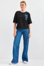 911 Printed Knitted Basic T-Shirt - Black