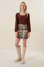 0442 Long-Sleeved Blouse - Brown