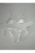 Ensemble bikini triangle blanc dos nu pour femme HZL25S-LC5005