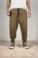 Pantalon de survêtement coupe droite à poches pour homme, noué en corde de pierre, HZL24S-MXC8942-021