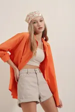 3900 Oversize Long Basic Shirt - Orange