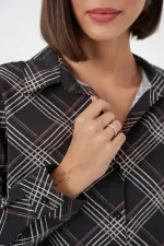 Women's Oversize Patterned Shirt 20372 - Black