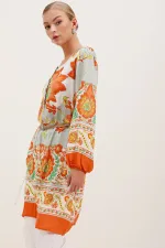 Robe à motifs ceinturée 5902 - Orange