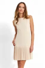 Women's Beige Imported Dooble Fabric Sleeveless Dress HZL25W-FRY122651