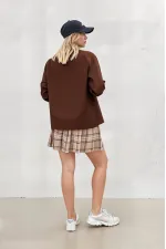 Kadın Çikolata Oversize Uzun Basic Gömlek Hzl22w-bd139001