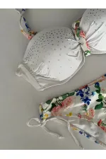 Ensemble bikini doublé brodé de pierres blanches pour femme HZL25S-LC208