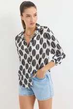 Chemise en satin légèrement drapée 3964 - Noir