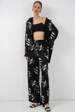 Women's Long Jacquard Two-Piece Set 30089 - Black