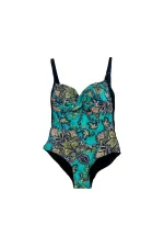 Maillot de bain femme noir turquoise à motifs HZL25S-LC6279