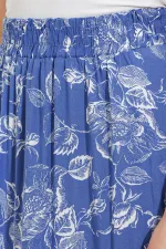 Women's Indigo Patterned Long Viscose Skirt 1898