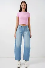 Women's High-Waisted Jeans 30081 - Light Blue