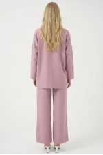 Kadın Gül Kurusu Keten Bağlama Detaylı Kimono Pantolon İkili Takım HZL26S-BD167271 Kadın Gül Kurusu Keten Bağlama Detaylı Kimono Pantolon İkili Takım HZL26S-BD167271