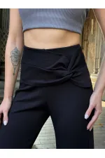 Kadın Siyah Yüksel Bel Kemer Detaylı İspanyol Paça Pantolon HZL25W-ZK11481