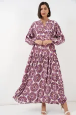 Robe longue hijab à motifs pour femme 2585 - B.Lila