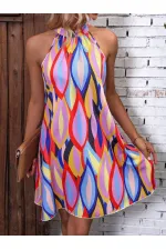 Women's Multicolored Sleeveless Mosscrepe Digital Print Unlined Dress HZL24S-FRY120931