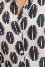 Chemise en satin légèrement drapée 3964 - Noir