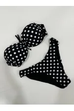 Kadın Siyah Puantiyeli Astarlı Bikini Takım HZL25S-LC2223