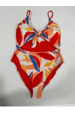 Maillot de bain doublé à motifs tropicaux multicolores pour femme HZL25S-AR1824