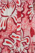 Robe hijab à motifs authentiques 2423 - Rouge N.