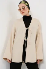 Keten Tesettür Kimono 5968 - Krem