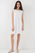2535 Kolsuz Midi Elbise Astarı İçlik Jüpon - Beyaz