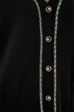 Ensemble deux pièces pour femme : cardigan, pantalon et tricot 15956 - Noir