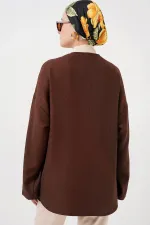 Kimono hijab en lin 5968 - Marron