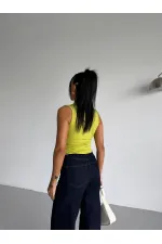 Kadın Fıstık Degaje Yaka Yanlardan Drapeli Sandy Bluz HZL25S-FRY123131