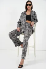 Ensemble deux pièces imprimé léopard 6699 - Anthracite