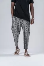 Erkek Antrasit Gri Desenli Beli İp Bağlamalı Düz Kesim Pantolon Eşofman Altı HZL24S-MXC8948-171