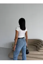 Chemisier blanc à col rond pour femme Sandy HZL25S-FRY123191