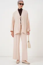 Ensemble deux pièces pantalon kimono Ayrobin pour femme 6739 - Crème
