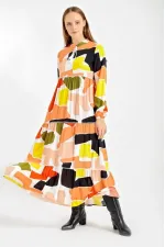 1627 Collar-Tie Hijab Dress - Saffron