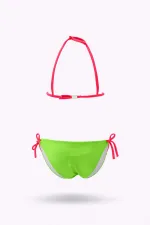 Kız Çocuk Yeşil Kelebek Desenli  2-8 Yaş Üçken Bikini Takım HZL24S-LC2134