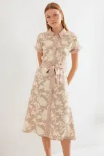 Robe-chemise à motifs 2455 - Beige