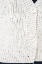 Gilet court en maille pour femme 15955 - Écru