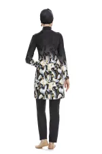 Kadın Siyah Desenli Uzun Kollu Tesettür Mayo HZL25S-AR272-01