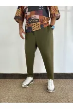 Pantalon de survêtement vert kaki pour homme, coupe droite, avec poches et lien à la taille, HZL24S-MXC8948-194
