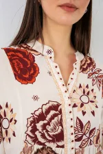 Robe longue hijab à motifs pour femme 2585 - Z. Beige