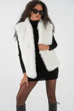 Gilet en fourrure pour femme 6804 - Blanc