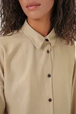 Ensemble beige oversize en lin pour femme, haut et bas, réf. 6622