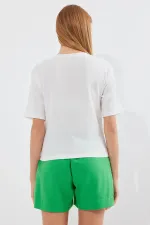 T-shirt basique imprimé en maille 913 - Blanc