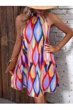 Women's Multicolored Sleeveless Mosscrepe Digital Print Unlined Dress HZL24S-FRY120931