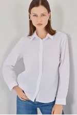 Kadın Basic Gömlek 20348 - Beyaz