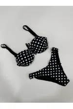 Kadın Siyah Puantiyeli Astarlı Bikini Takım HZL25S-LC2223